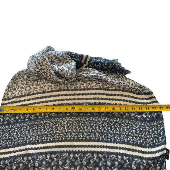 Navy White Printed Lightweight Scarf Paisley Pattern Cruise Wrap Vacation - Picture 6 of 8